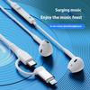 Type-C/8-Pin 2-in-1 Wired Earphone Digital Chip Stereo Wire Control Phone Music Headset