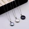 Women's Pendant Necklace Natural Pearl Pendant Silver Necklace White/Black/Silver Grey Silver Coin Pendant Necklace