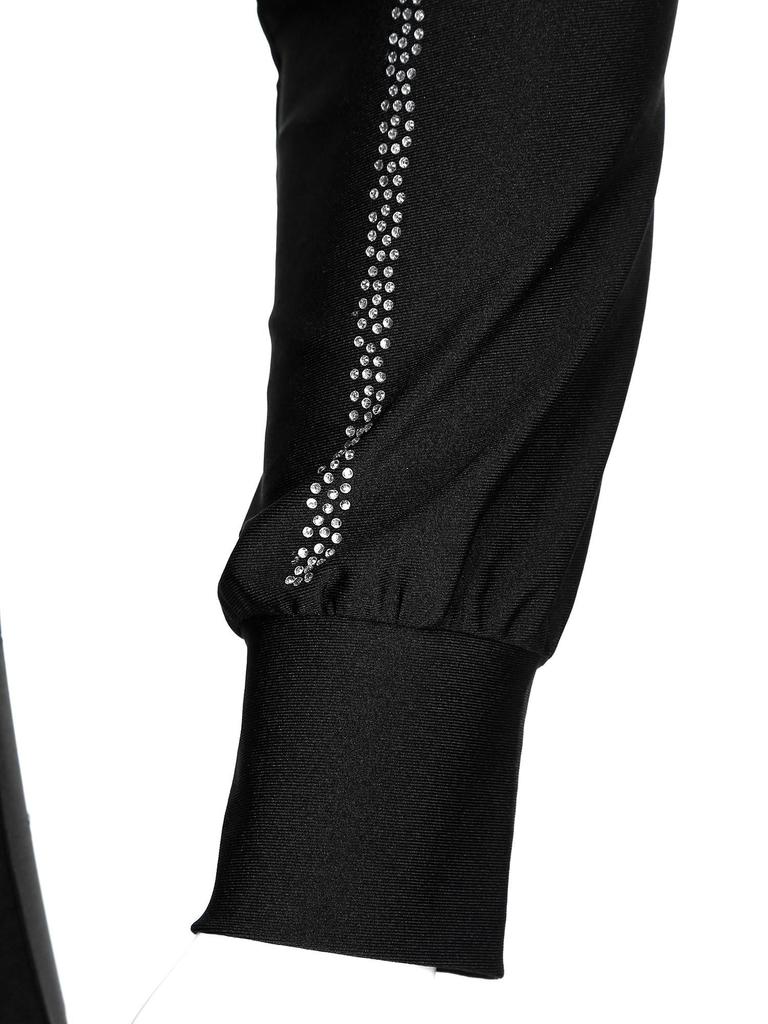 Мужская рубашка для латиноамериканских танцев рукав реглан воротник-стойка застежка на пуговицах блестящие стразы трико соревновательный костюм