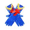 Princess Cosplay Gloves Royal Blue Satin Gloves with Ruffles And Red Bow Girls Cosplay Gloves for Costume Parties Stage Performances
