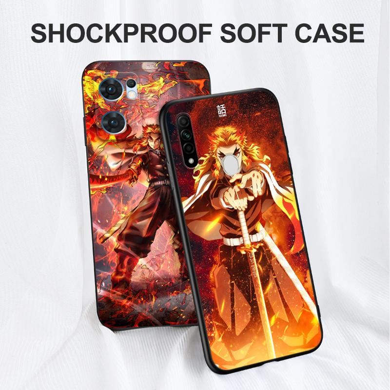 Черный чехол из ТПУ для OPPO Reno 7 7Z 8 Lite 4G 5G PRO F11 F17 F15 F19 F19S F21 Rengoku Kyoujurou