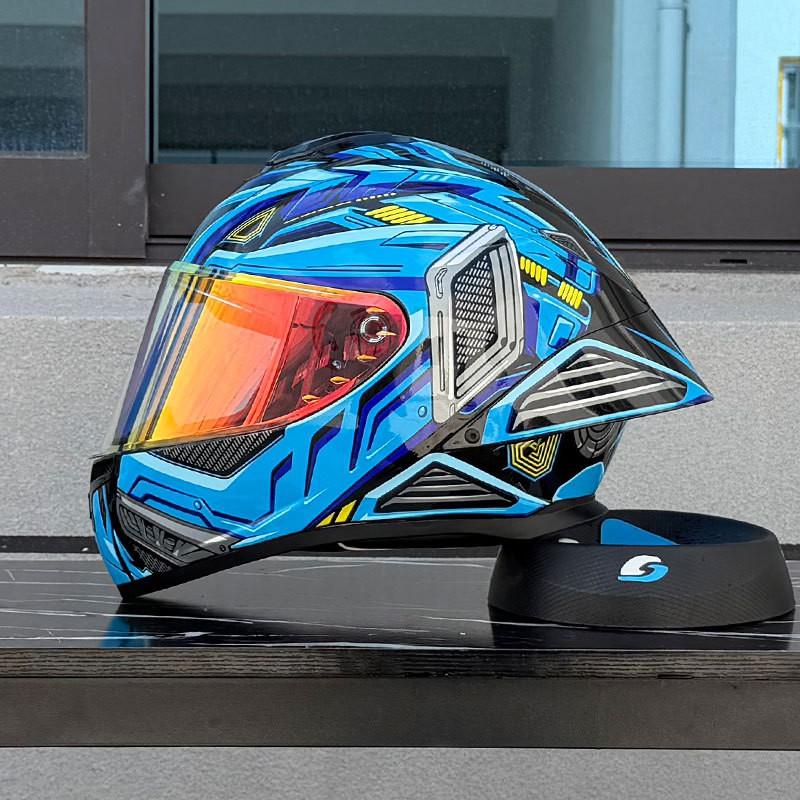 Full Face Motorcycle Helmet With Single Visor Large Rear Wing Bluetooth Slot All Season Use Men Women