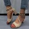Summer Hot Selling Women's Shoes 2024 Fashion Open Toe Solid Color Large Size Casual One-line Buckle Suede Women's Sandals
