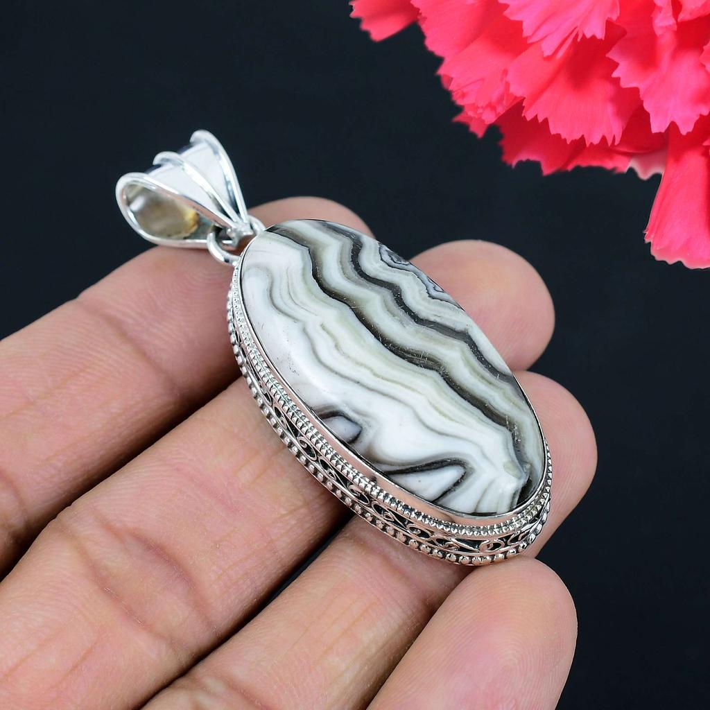 Подвеска из драгоценного камня прерийного агата, твердая подвеска из стерлингового серебра 925 пробы, ювелирный подарок для унисекс