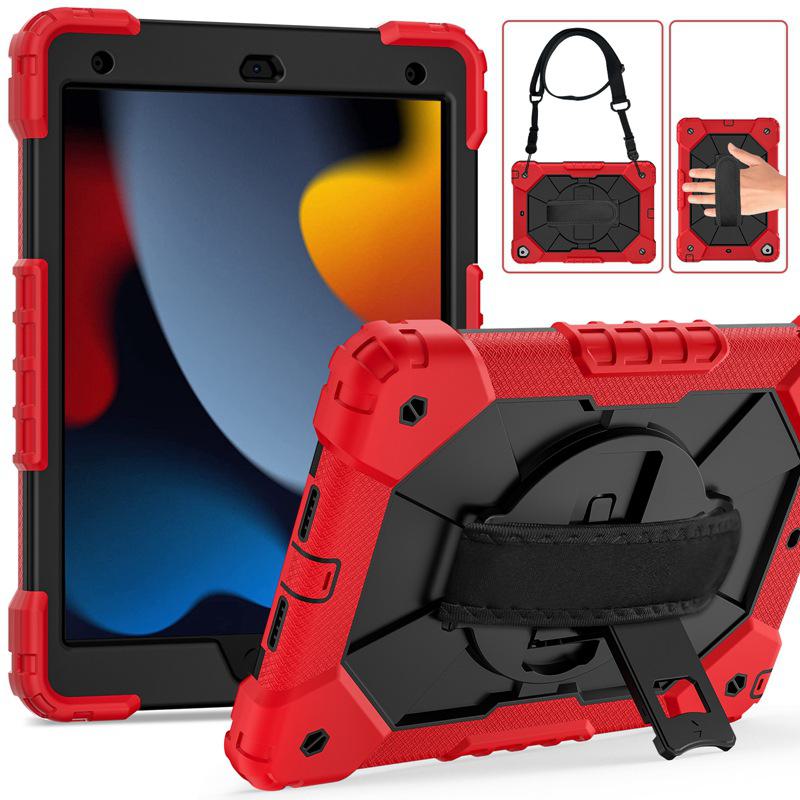 Защитный чехол для iPad 10.2 с плечевым ремнем контрастного цвета и вращением на 360° — силиконовый чехол с тремя защитными свойствами «два в одном» для iPad 9, 8, 7