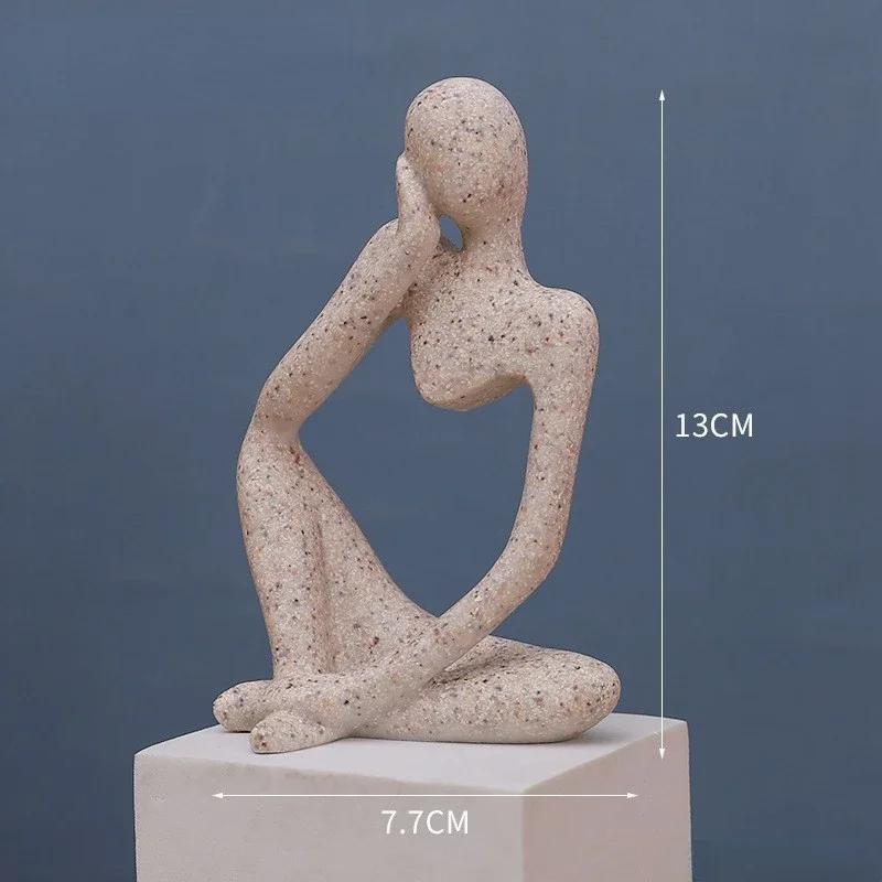 Nordic Home Decoration Abstract Thinker Statue Miniature Resin Sculpture Figurines Home Desktop Decoration Sculpture Ornaments
