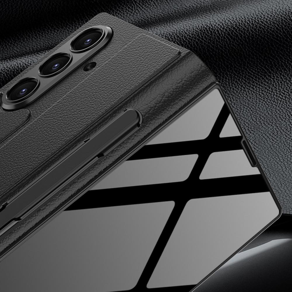 GKK Чехол для Samsung Galaxy Z Fold7 5G со слотом для стилуса, Жесткий ПК+ПУ+Закаленное стекло, Чехол для телефона