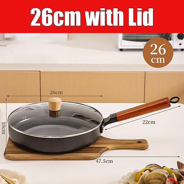 26cm Frying Pan Non-coating Cast Iron Skillet Nonstick Steak Omelette Cooking Pot Flat Bottom Wok Pan Gas Stove Induction Cooker