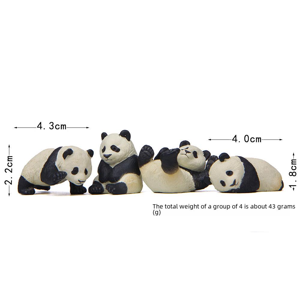 Set of 4 Cute Panda Figurines for DIY Mini Landscapes and Succulent Gardens