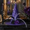Retro Style Costume Hat Halloween Star Witch Hat, Mesh Veil Rose Feather Cone for Women, Gothic Party Headwear, Adult Cosplay Accessory Mysterious