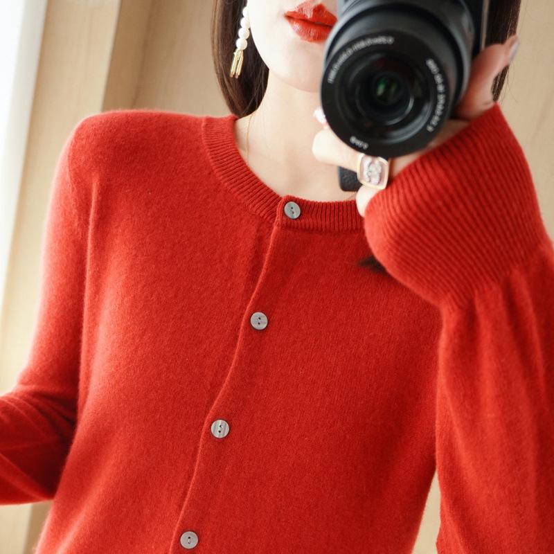 INDFS Женская мода Повседневный Осень Зима Однотонный Принт Длинный Рукав О-Образным Вырезом Свитера