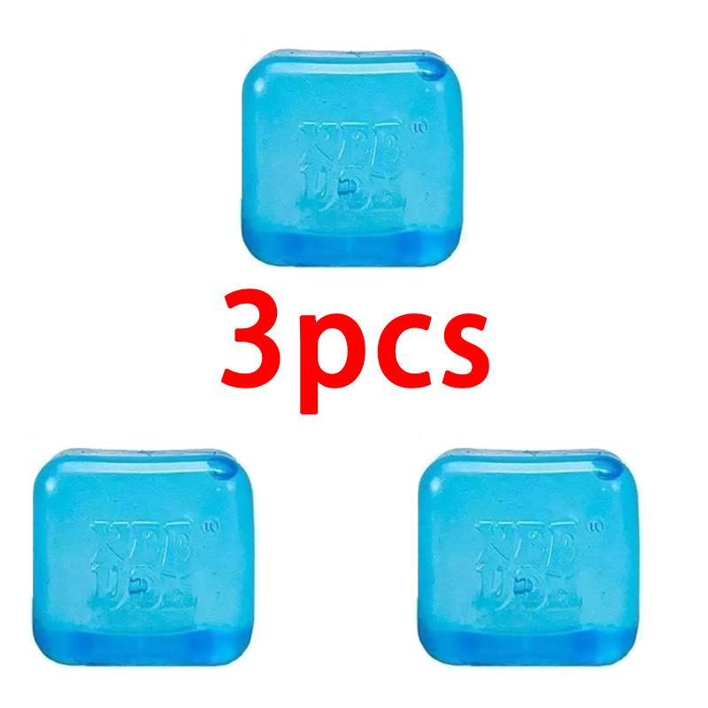 Набор из 3 штук разных цветов, морозный Gummy Ice Block Squishy Fidget Toy, прозрачный кубик-сквизер с жевательной начинкой из мальтозы, Squish