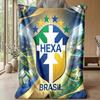 Brazil Football Printed Flannel Blanket Skin Friendly Warm Decorative Throw for Indoor Couch Bed Daily Use
