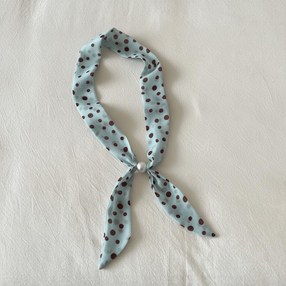 Beads Thin Polka Dot Neckerchief Pearl Collar Decor New Silk Scarf Necklace Women Daily Outfit