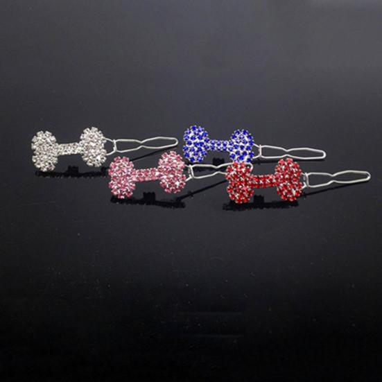 Заколки для волос для щенков, инкрустированные стразами, головной убор для домашних животных, медная модная заколка для волос с костью для домашних животных