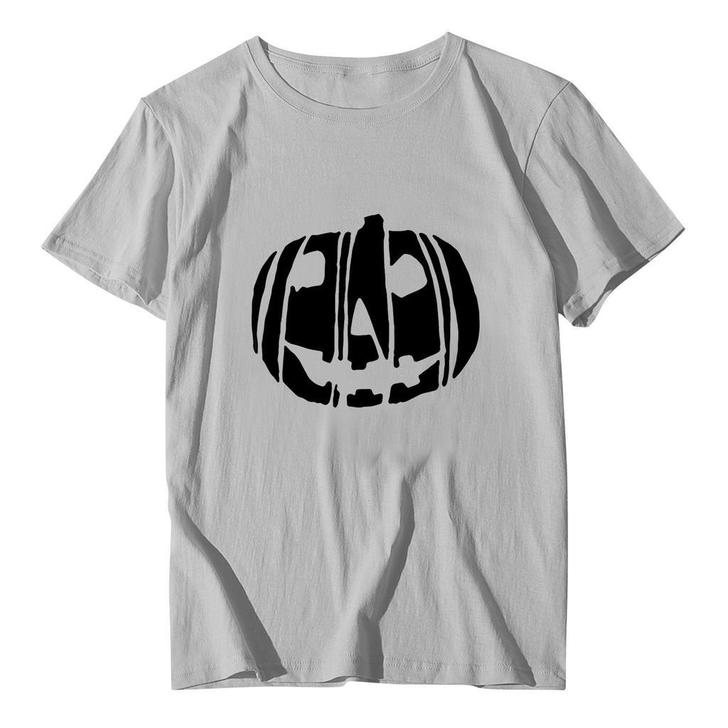 Женская свободная повседневная футболка с круглым вырезом и коротким рукавом с принтом Хэллоуина