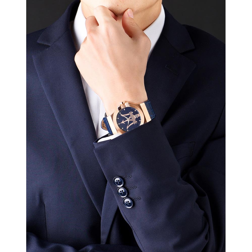 Maserati Potenza Collection Men's Watch Rose Gold Stainless Steel Blue Dial Quartz