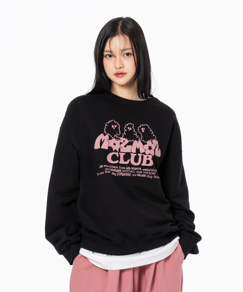 MOZMOZ Ghost Cloud Graphic Oversized Sweatshirt Black