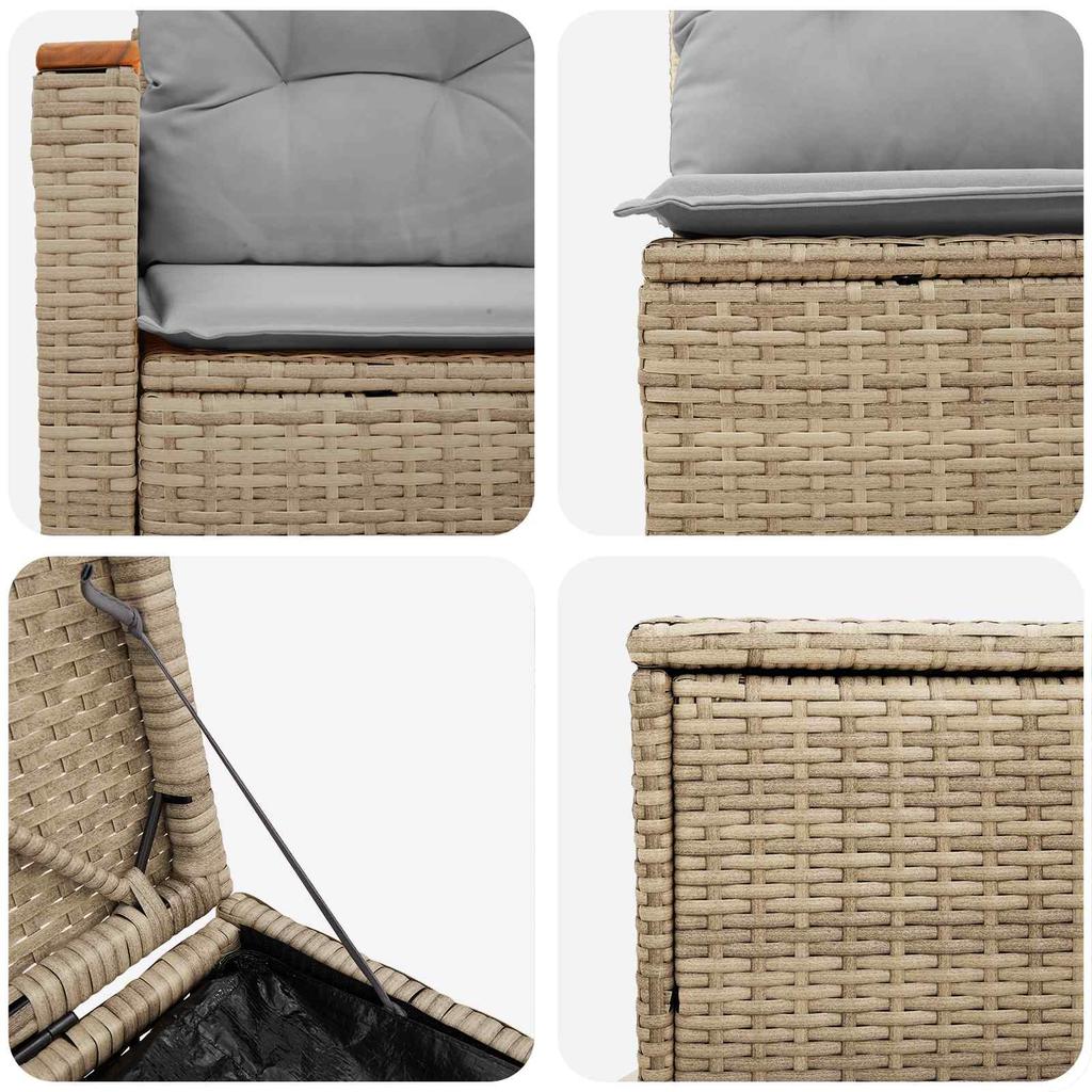 Sofa Set 5 Pieces Beige and Light Gray Poly Rattan and Steel