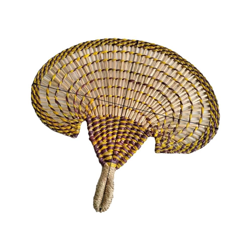 Gift Colorful Hand-woven Straw Fan Bohemian Anti-Mosquito Decorative Handmade Fan Portable Vintage Cattail Fan Beach