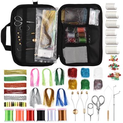 Набор из 150 инструментов и материалов для вязания мушек для начинающих рыболовов