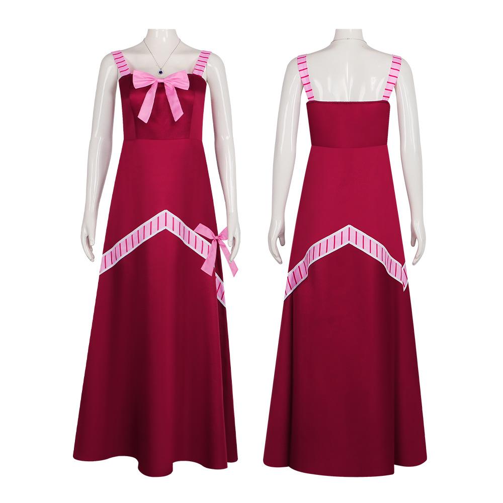 Cosplay goblin tail cos suit mira jenny miraj burgundy suspender long dress cosplay costume
