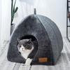 Cat Bed Warm Thicken Pet House Half Closed Soft Deep Sleeping Kitten Cave Nest Non Slip Cozy Cat Plush Cushion Pet Supplies