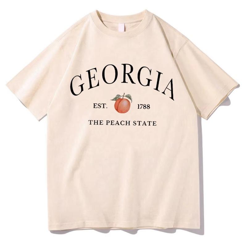 Georgia Peach Vintage Print T-shirts Ginny & Georgia 3 Hot TV Show Tees Adorable Female Clothes Summer Cotton Soft T Shirt Daily