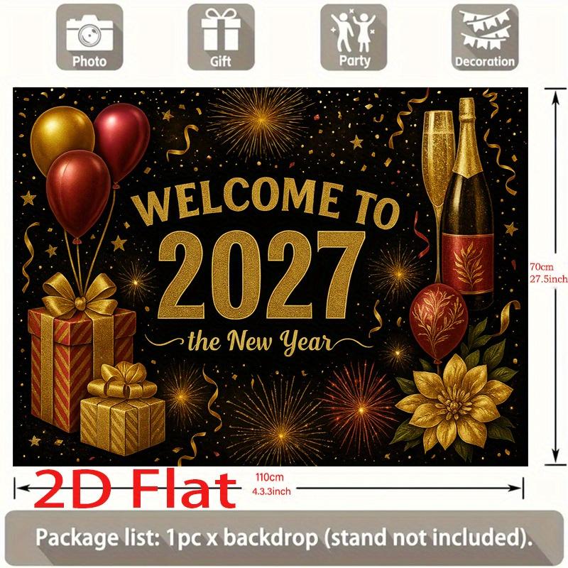 1 шт. Добро пожаловать в 2027 год Украшение для празднования Нового года Фон Праздничный фон Декорации для фотостудии Фотобудки Вечеринки