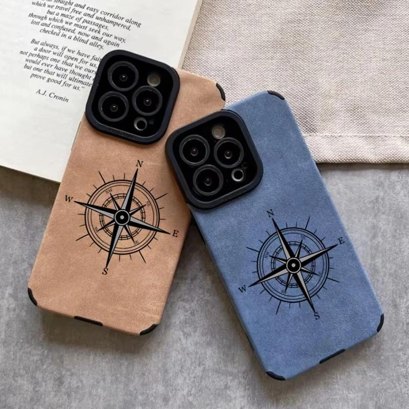 Vintage Compass Print Phone Case For iPhone 17Air 16 15 14 13 12 11 17 Pro Max 16E Plus X XR XS Max Shockproof Protective Cover