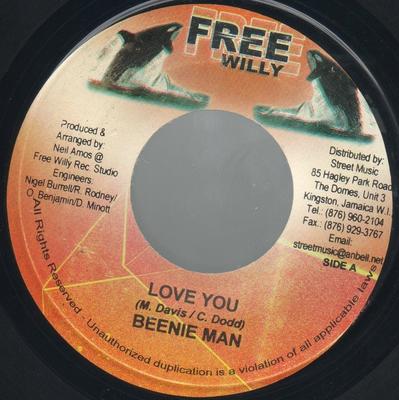 7-дюймовая пластинка BEENIE MAN / RAS FRASER JUNIOR - Love You / My True Girl Friend NONE Free Willy Ямайское регги, ска и даб Б/У