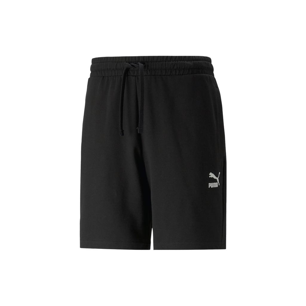 Puma Logo Embroidered Drawstring Straight-Leg Casual Shorts Men Bottoms Black 620402-01