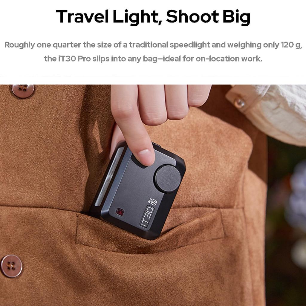 Godox IT30Pro O TTL Вспышка для камеры Сенсорный экран Быстрая зарядка Легкая конструкция Компактная зарядка и 560 полных вспышек Контроль света Рассеиватель для Olympus