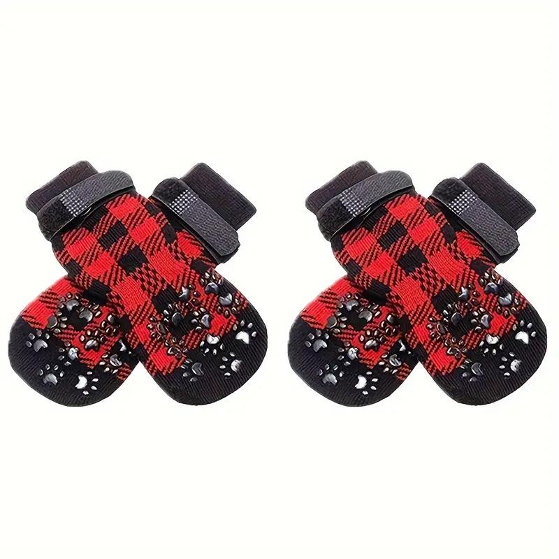 4 шт./комплект регулируемых нескользящих носков для собак - двусторонние защитные накладки на лапы для мелких и средних пород, можно стирать в стиральной машине