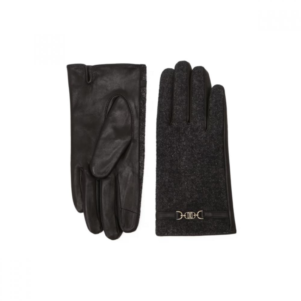 DakS Women S gloveS Black Belted Herringbone lambSkin gloveS Dcgv6f280bk