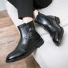 Зимние новые роскошные брендовые мужские ботинки черные ботинки челси мужские деловые кожаные ботинки на толстой подошве с острым носком дизайнерская мужская обувь