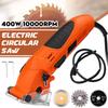 400W 10000RPM Mini Circular Saw Electric Saw Ceramics Metal Wood Cutting Woodworking DIY Power Tool with 3pc Blades
