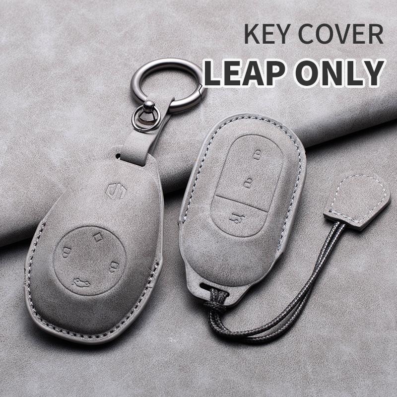 Leather Car Key Case Cover for Leapmotor T03 S01 C11 for 2025 Leapmotor C01 T03 S01 C11 Leap Motor Holder Key Fob Keychain