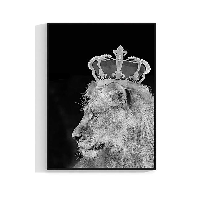 Семья льва, Корона, принт, холст, картина, галерея, Настенный декор, постеры, абстрактные животные с автографом, черно-белые фотографии, подарок