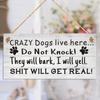 Crazy Dogs Live Wooden Here Sign Christmas Hanging Pendant Board Home Decor