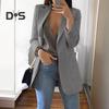 Women Suit Coat Lapel Long Sleeve Open Front Business Jacket with Pockets Solid Color Casual Workwear