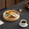 Тарелка для закусок с 4 отделениями, Подносы для подачи закусок, Круглая, Китайский ретро, Фруктовая тарелка, Деревянная коробка-органайзер для закусок, Декор для гостиной