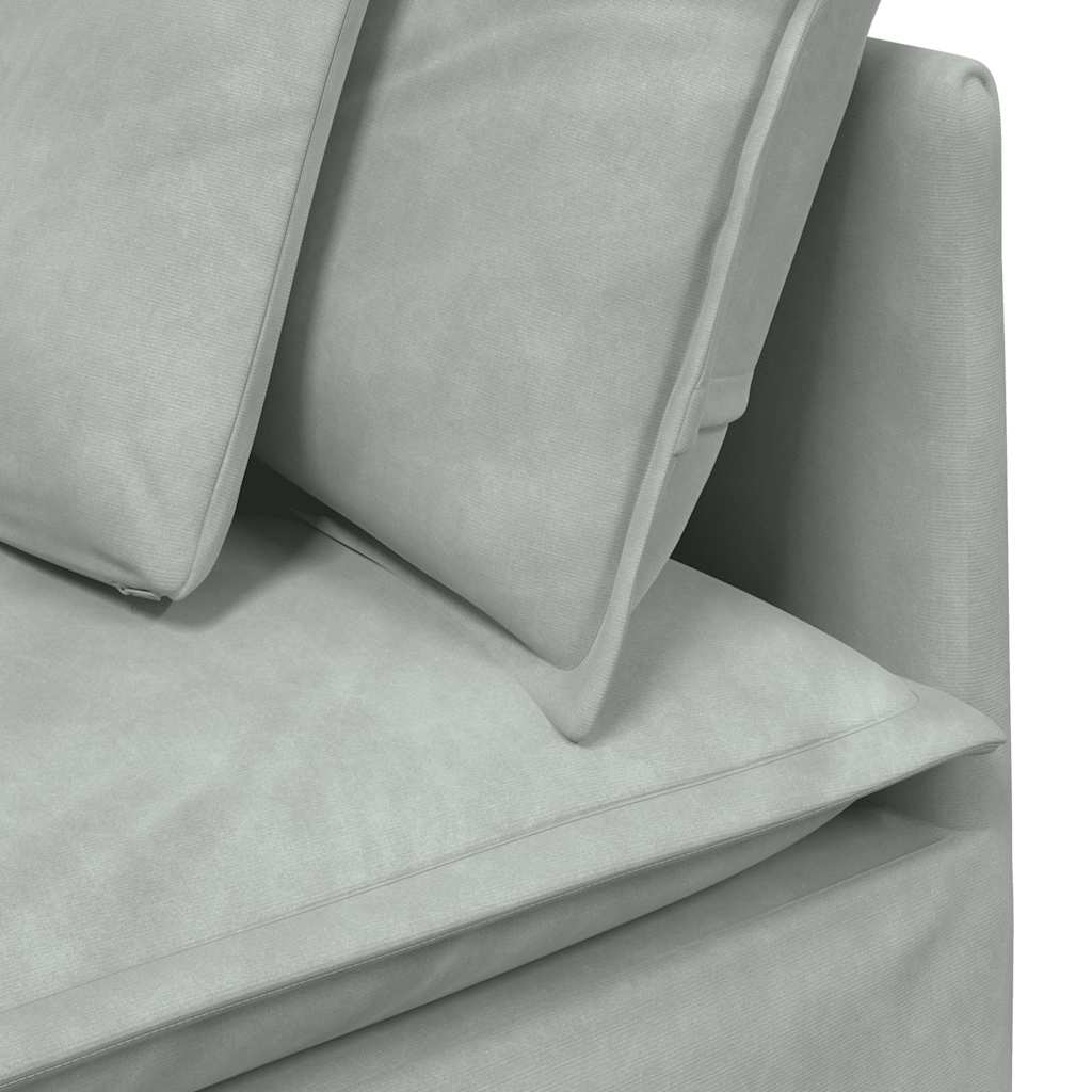 Modular Sofa with Cushions Velvet Light Grey