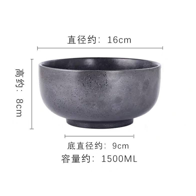 Japanese Ramen Bowl Set Black Ceramic Tableware Instant Noodle Bowl With Lid Superbowl