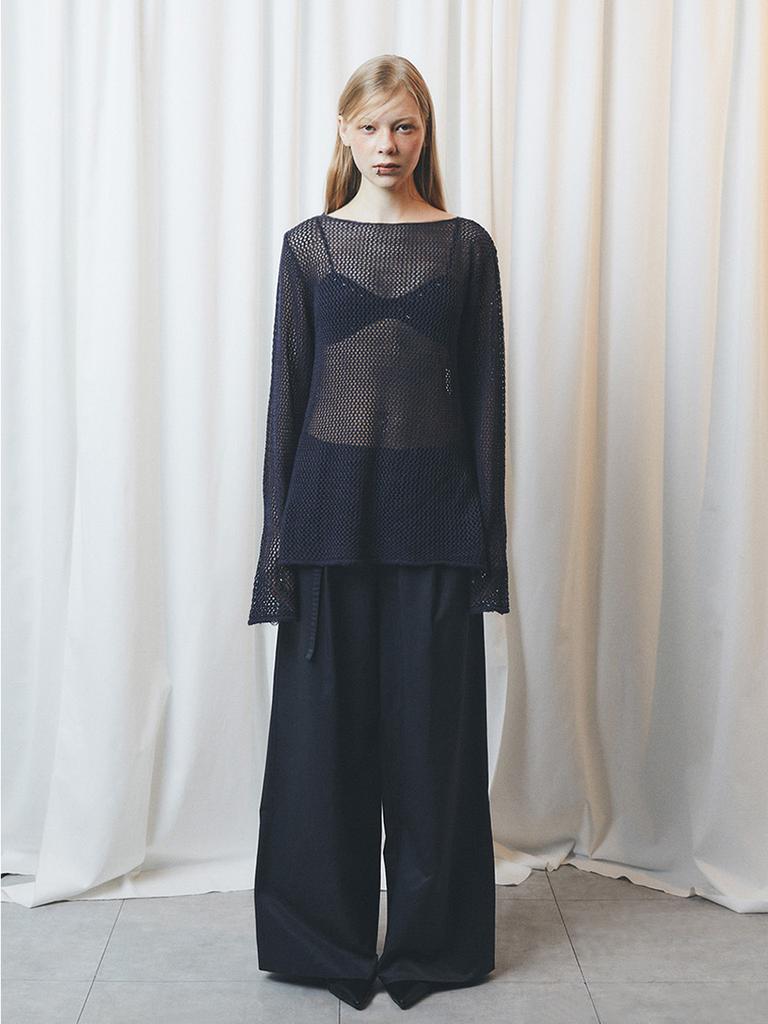 HALF DEVIL US Belted Wide Pants_Navy