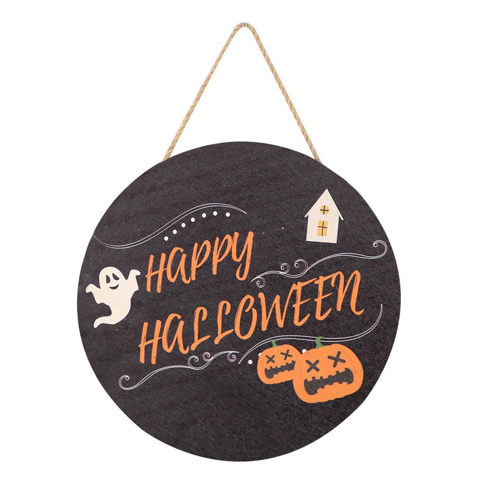 Charming Halloween Ghost Decoration Hanging Bat Wooden Sign For Party Decor