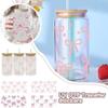 Waterproof Wrap Stickers Clear Pink Bow Decals Diy UV DTF Transfer Sticker  For 16Oz Glass Cup
