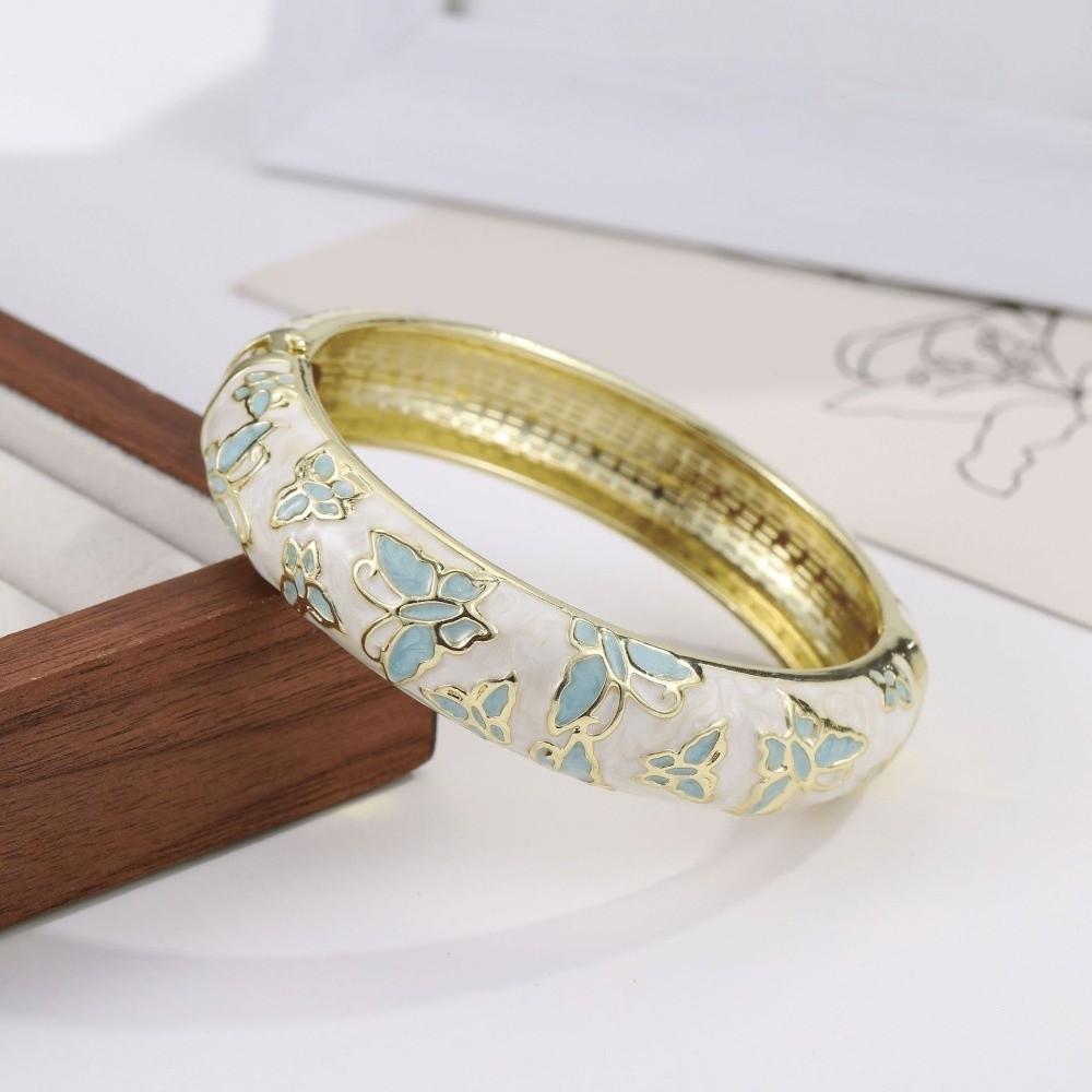 Colorful Vintage Cloisonne Bangle Enamel Women's Hand Bracelet Handicraft Butterfly Bangle  Ladies