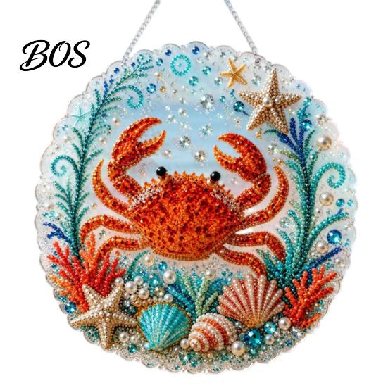 DIY Mosaic Craft for Adults Coastal Faux Pearl Painting Kit, Ocean Theme Art Decorative Bead Work Sparkling Sea Animal Ornament Kit And Beginners