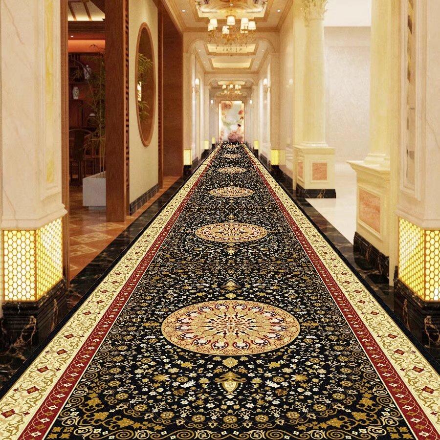 European High End Dining Hall Long Corridor Carpet Commercial Hotel Passageway Carpets Non-slip Home Lobby Carpet Runner Custom